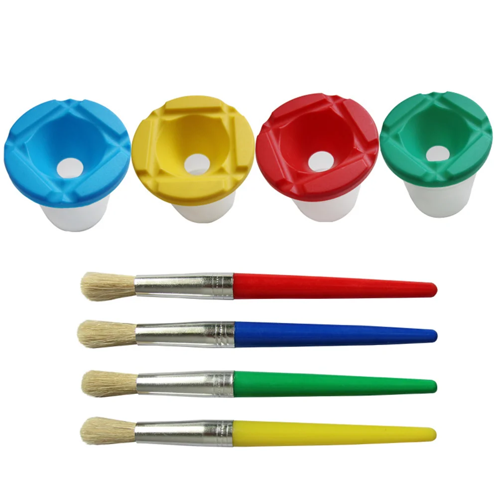 6 Pcs Spill Proof Kids Paint Cups Brush Washing Toning Supplies Child Watercolor 6