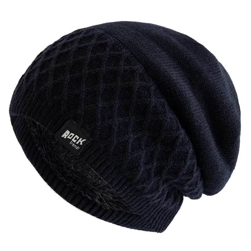 Unisex Beanie Hat Plush Fleece Warm Cap Rock Letter Soft Winter Hat Men Women Outdoor Thicken Ski Sports Knitted Hat