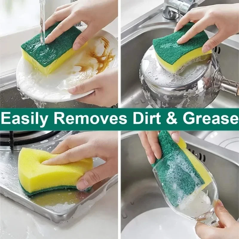 Double sided magic sponge for motorcycles, pots, and kitchens – heavy-duty grease cleaning sponge BEST SELLERS