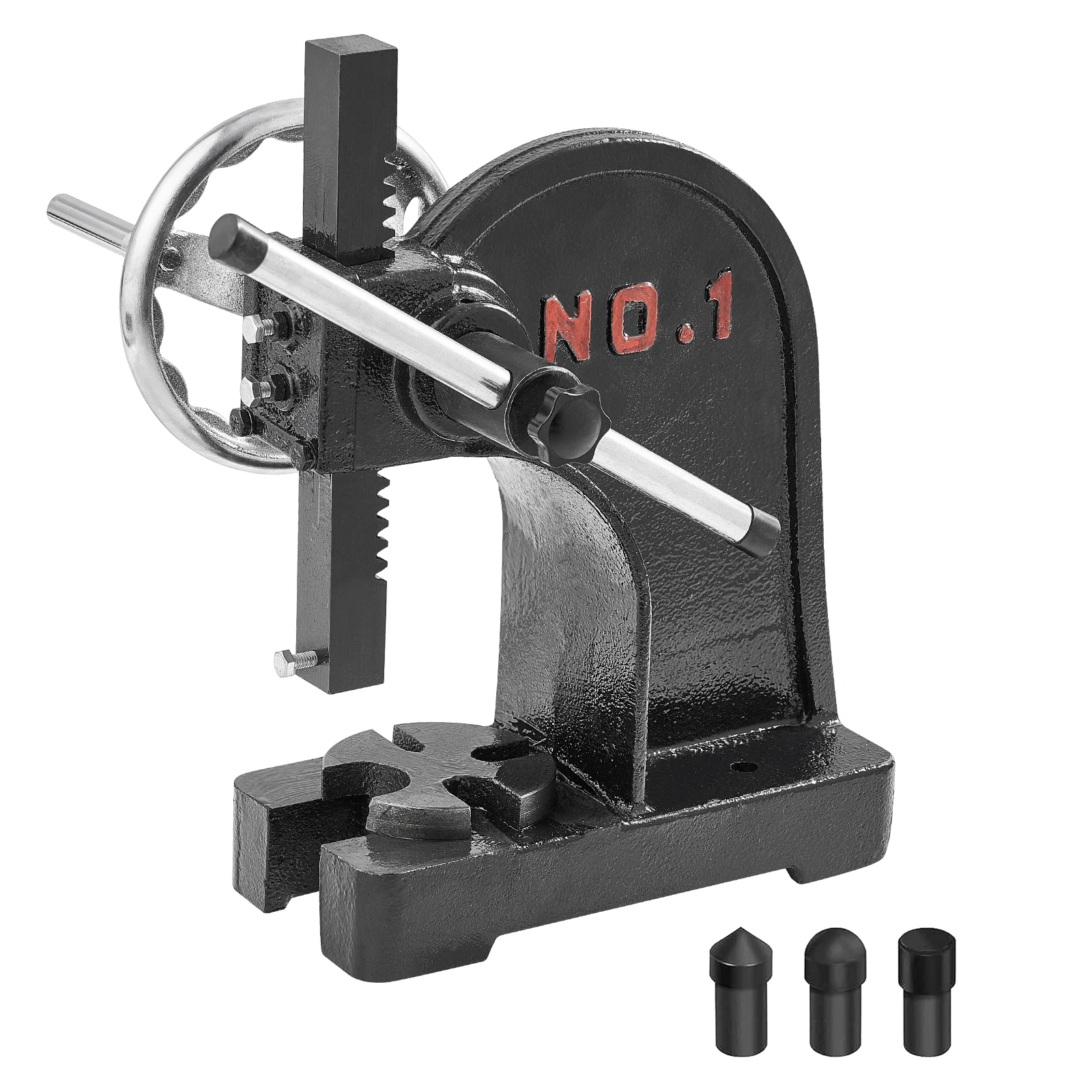 SucceBuy Heavy Duty Arbor Press 1 Ton Ratchet Leverage Arbor Press with Handwheel Manual Desktop Metal for Riveting