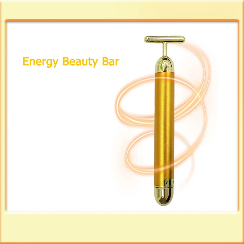 

24k Gold Facial Slimming Face Beauty Bar Pulse Firming Facial Roller Massager Lift Skin Tightening Wrinkle Vibrating Tool