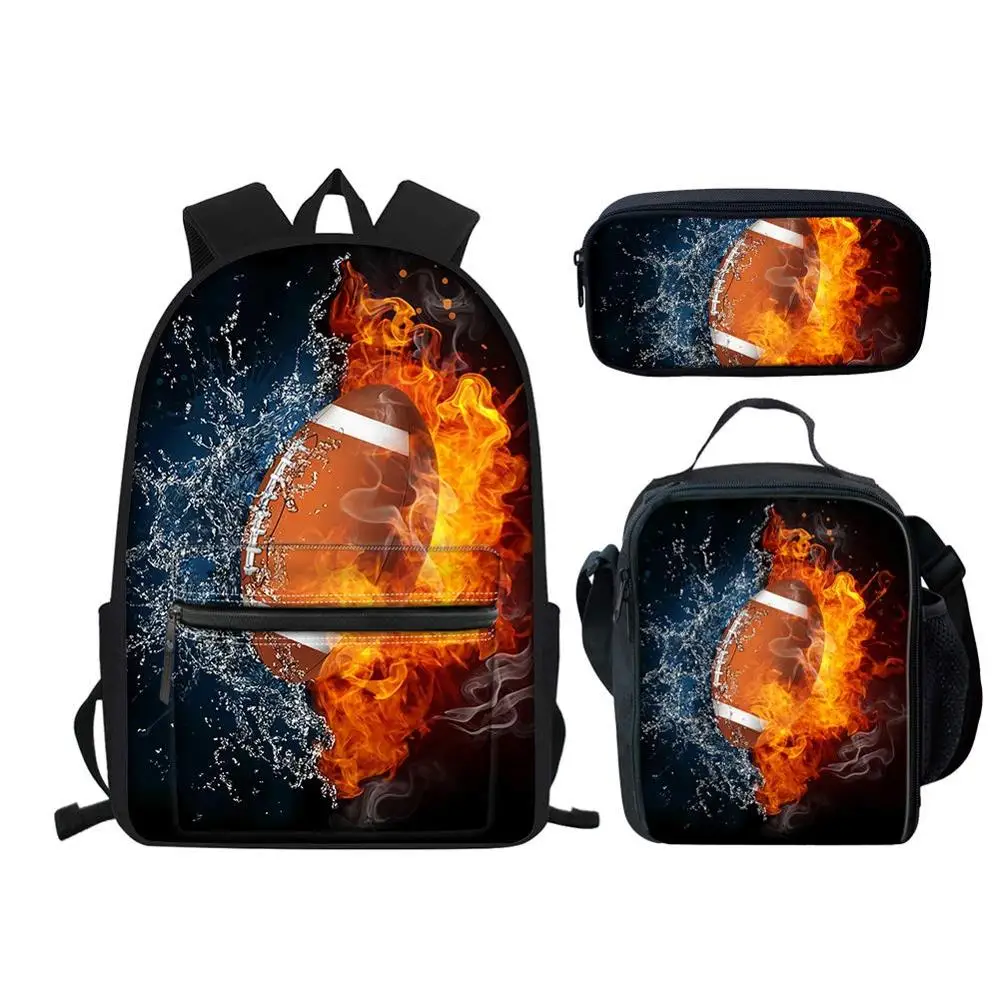 

Fashion Rugby 3D Printing Kids Backpack for Boys Girls Back Pack School Bags Set 3PCS Teenage Student Book Bagpack Schoolbag