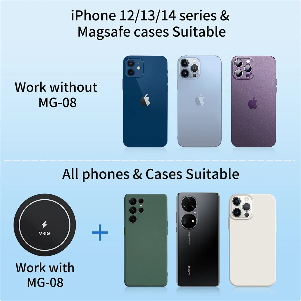 Vrig Mg-01 Mini 12/12 Pro/12 Pro Max 자기 전화 홀더 용 Magsafe  1/4 나사 마운트 홀더 용 강력한 자기