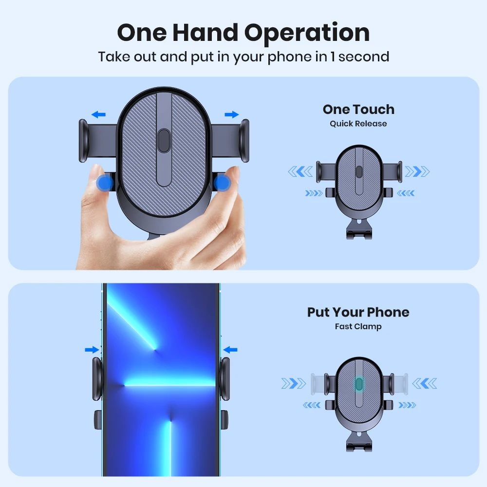 Car Phone Holder [Upgraded Suction & Clip] Rotatable Universal Mobile Phone Moun
