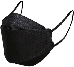 Vibrant 4 - Layer Breathable 3D Fish Face Masks - 100 Pack (Black)