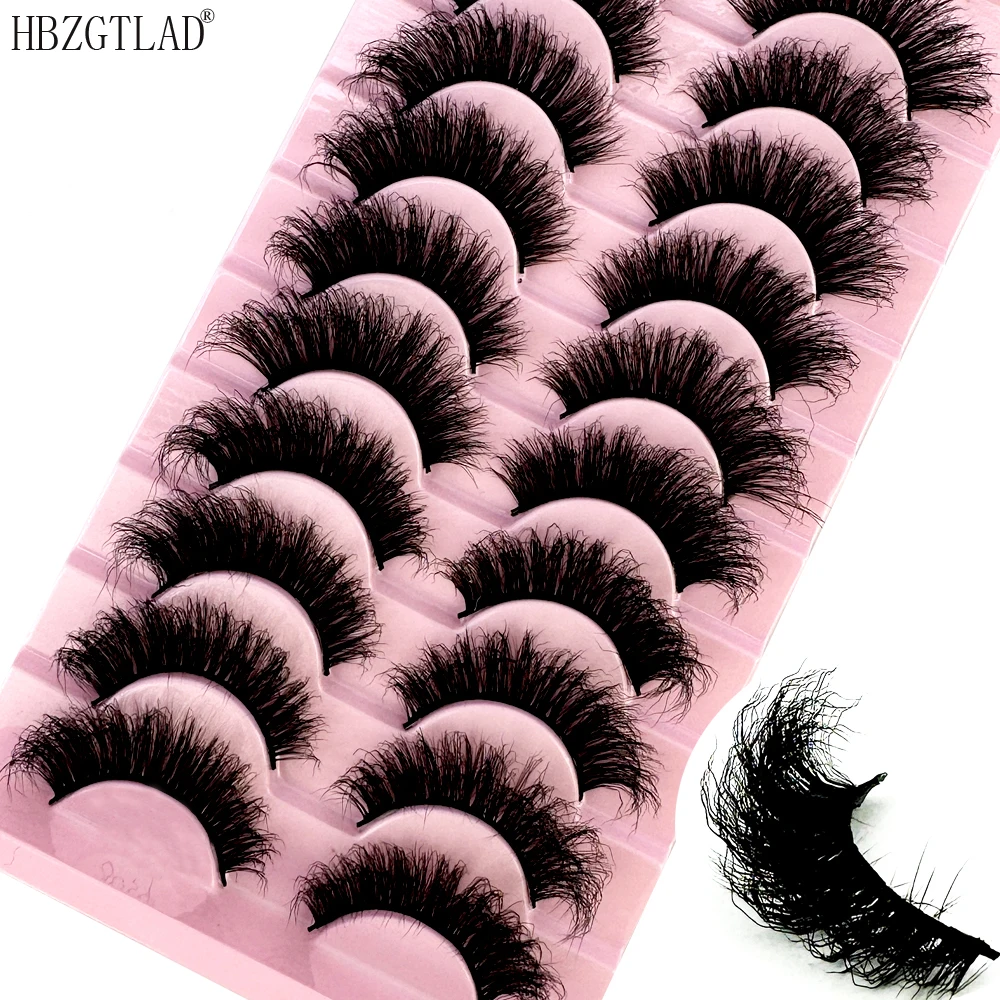 

10Pairs Makeup Eyelashes 3D Mink Lashes Fluffy Soft Wispy Natural Cross Lash Extension Reusable Fake Lashes Mink False Eyelashes