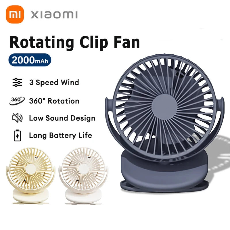 

Youpin Solove Portable Fan 2000mAh 360° Rotation Table Desktop Handheld Fan Silent Mini Clip Fan USB Rechargeable Strong Wind