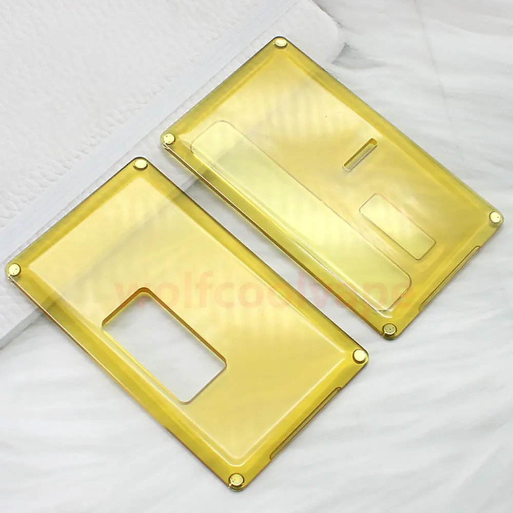 

wolfcoolvape Square Front + Back Door Panel Plates vape rba for SXK BB / Billet Box Mod Translucent Yellow POM PCTG (2 PCS)