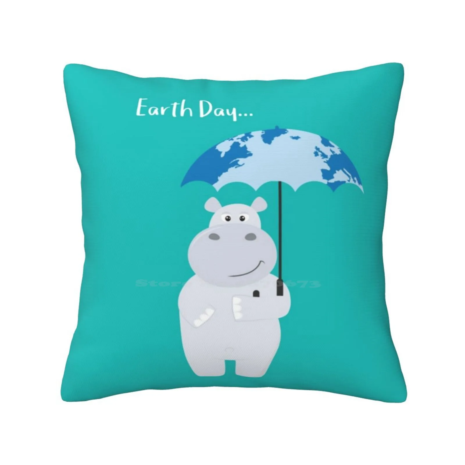 Ombrello Ippopotamo E Terra-Giorno Della Terra Camera Da Letto Ufficio Abbraccio Federa Ippopotamo Animale Selvatico Pianeta Salva La Terra Felice