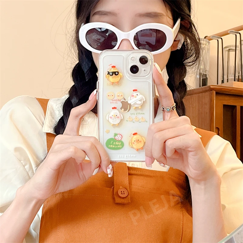 Cute Funny 3D Duck Toy Clear Phone Case For iPhone 13 12 11 Pro Max XS Max XR 7 8 Plus 12pro Coque Lovely Transparent Back Cover iphone 12 pro max cover