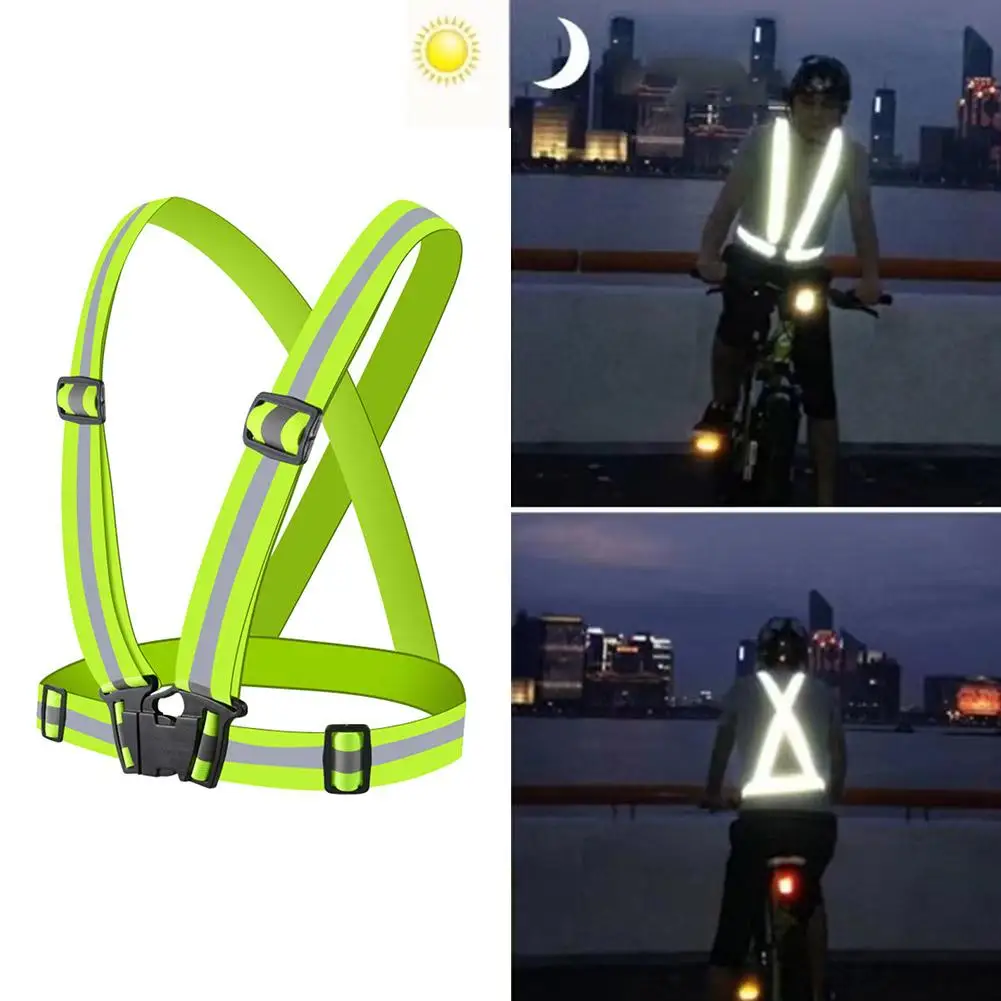 Reflective Safety Vests Lightweight Adjustable Elastic Vest Jacket Reflective Strips For Traffic Control Running Cycling
