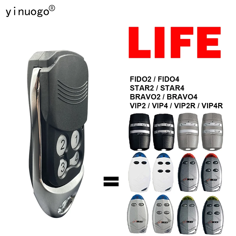 

For LIFE FIDO4 FIDO2 BRAVO2 BRAVO4 STAR4 STAR2 VIP2 VIP4 VIP2R VIP4R Garage Remote Control 433.92MHz Rolling Code Gate Opener