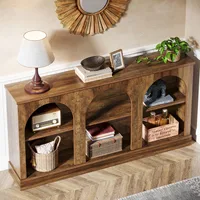 Table console de ferme Tribesigns, table d'entrée de 63 pouces de long avec rangement à 3 niveaux, table de canapé rectangulaire en bois 4