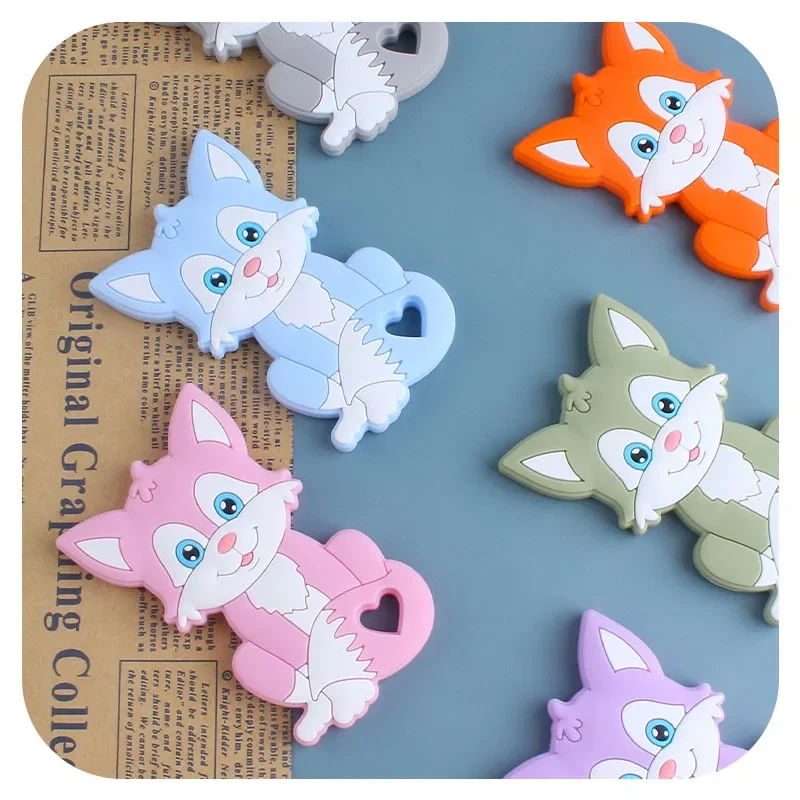 BPA Free Silicone Baby Teether Fox Teether DIY Pacifier Clips
