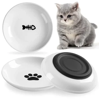 Pet Cat Bowl Snack Canned Tray Not Easy To Tip Over Cat Food Bowl Porcelain Cat Plate Dog Food Bowl Pet Supplies
