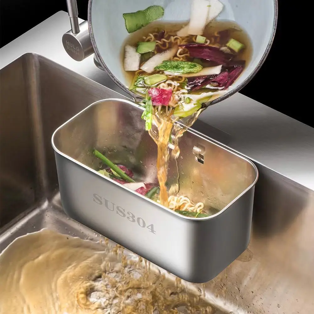 

Kitchen Sink Drain Basket Square Shelf Vegetable Washing Pool Household Wall Hanging Leftover Food Filter Screen Stainless Steel