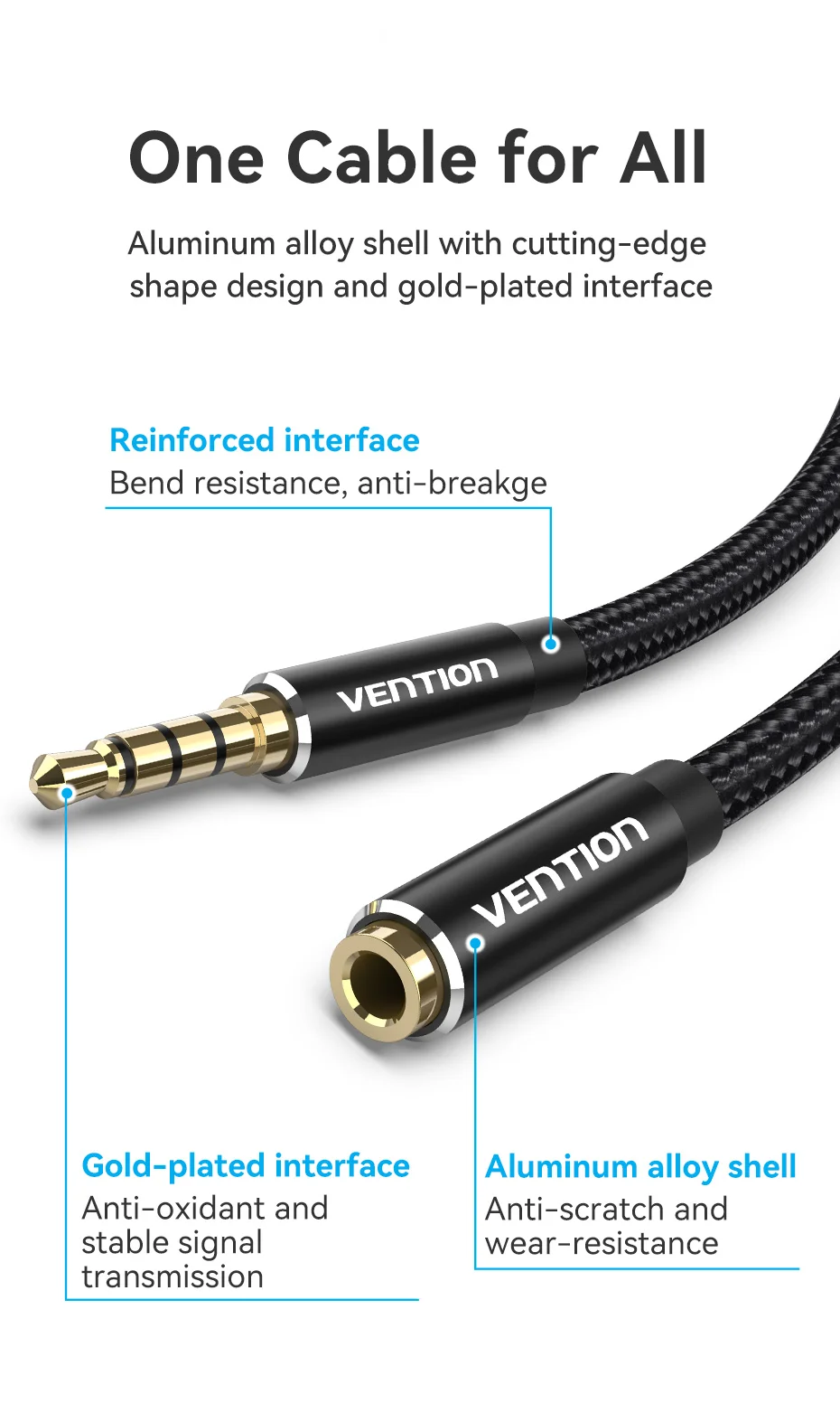 Jack 3.5 mm Audio Extension Cable for Laptop PC TV Huawei Xiaomi Stereo 3.5 mm J