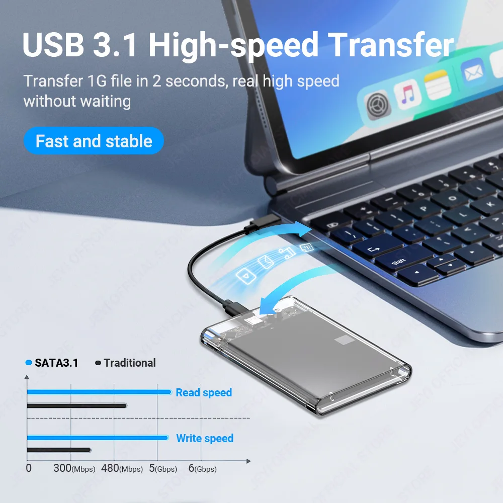 2.5-inch External Hard Drive Enclosure with USB 3.1 6Gbps HDD Case Adapter UASP + TRIM Dual Protocol SATA HDD For PC Laptop external hard drive case ssd enclosure hard drive enclosure hard drive adapter
