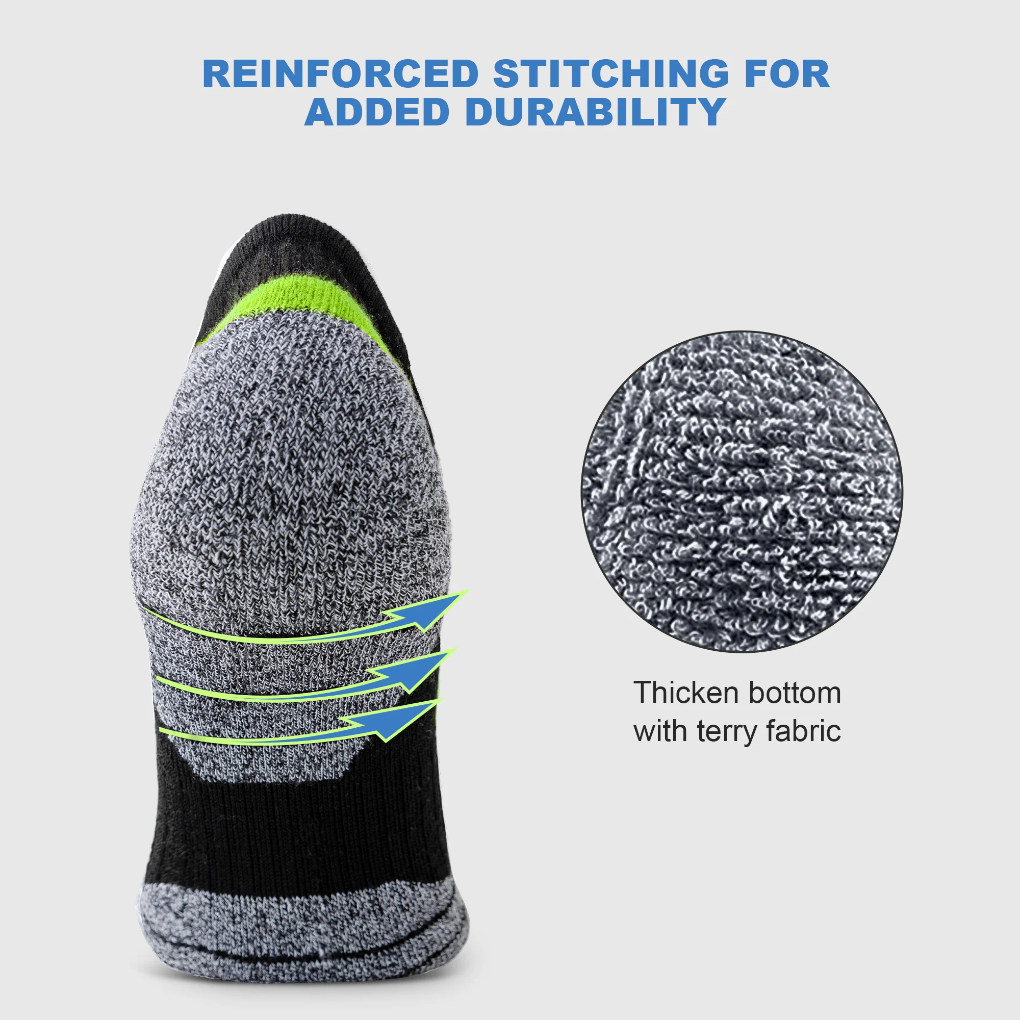 6 Pairs Sports Socks Pack Thick Men Cushioned Mesh Athletic Low Cut Running Ankle Heat Socks