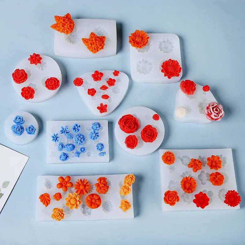 

Multiple Types of Flower Silica Gel Mold Dessert Chocolate Sugar Biscuit Mold DIY Drop Gum Incense Candle Mold