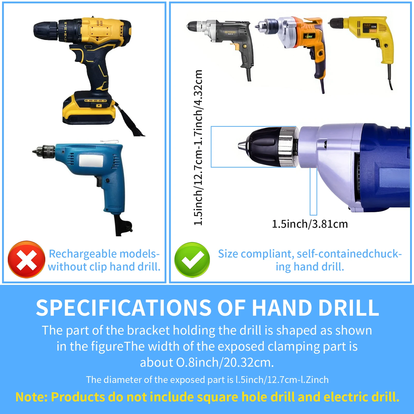 Square Hole Drill Bit Adapter Power Tool Accessory for Drill 