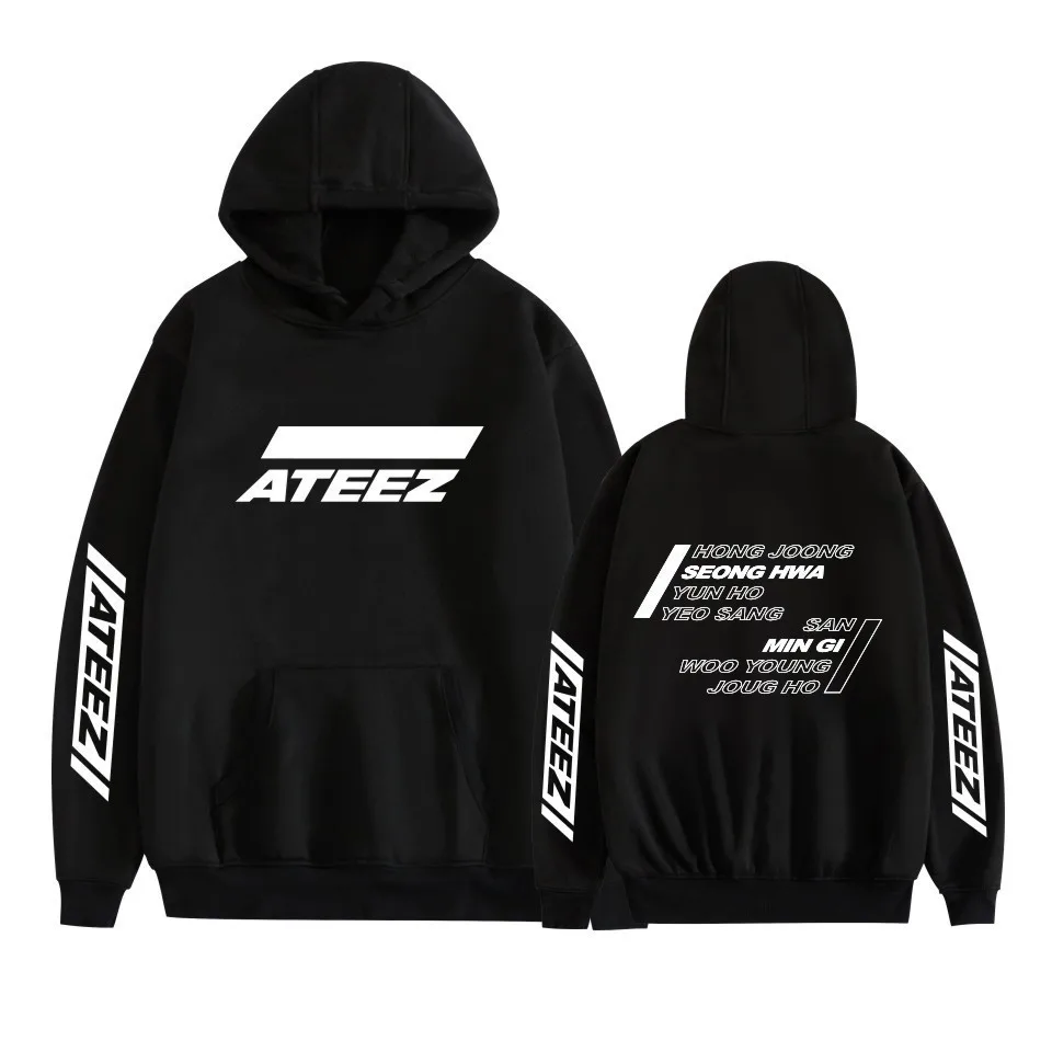 

ATEEZ Sportshirt Loose Letter Printing Cotton Pullover Hoodie Korean Style Long Sleeve Hoody Sweatershirt Winter Unisex Clothes