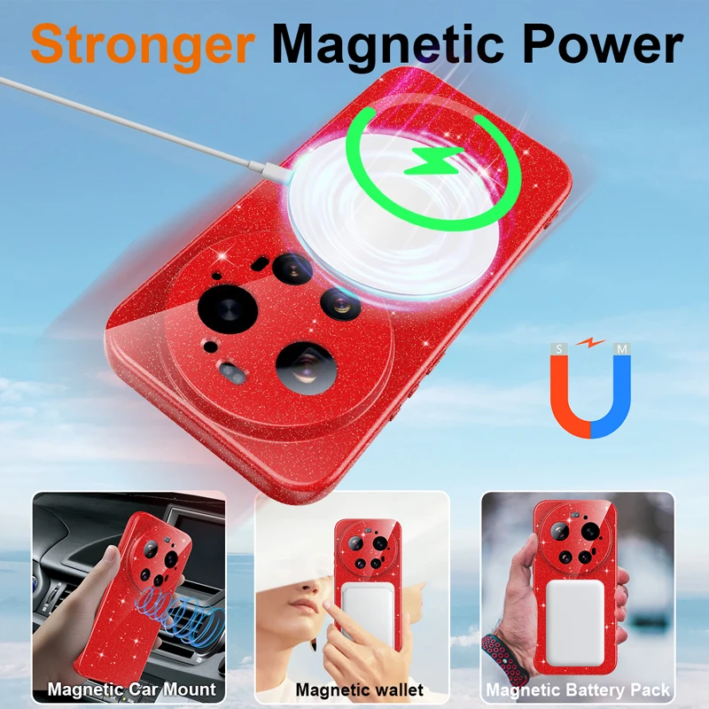 ELVEV Magnetic Soft Premium Silicone Case with Flocking Interior and Strap Lanyard