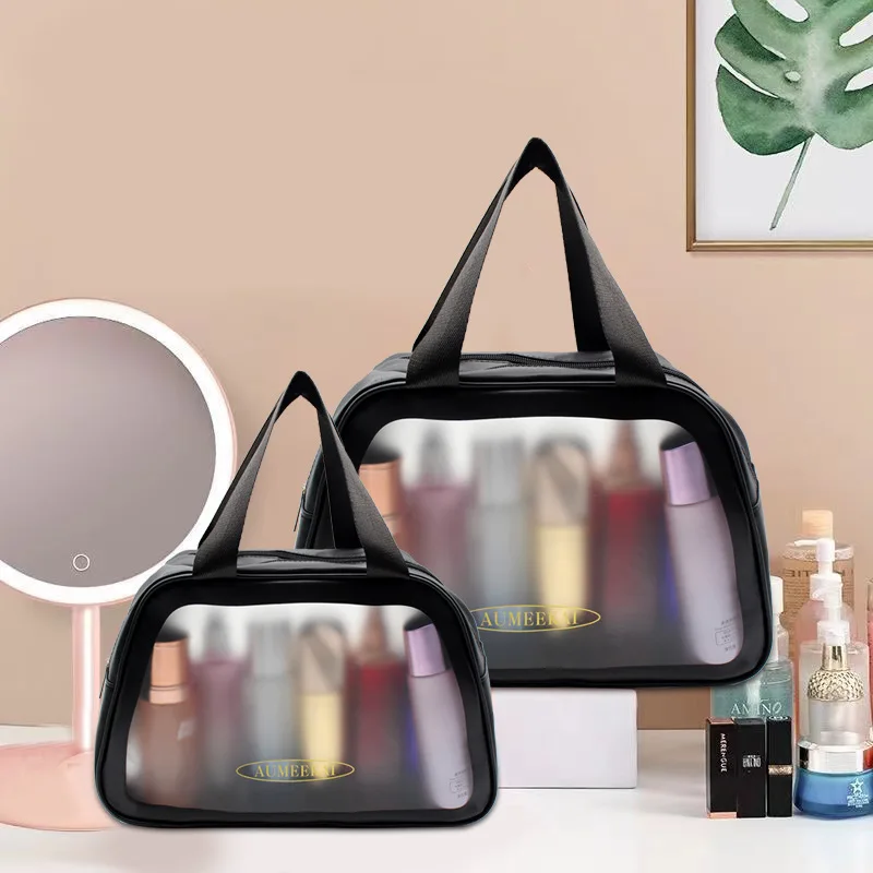 

Korean Style Semicircle Pu Waterproof Cosmetic Bags Portable Skin Care Products Organizing Storage Bag Travel Wash Bags