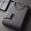 Autumn New Men's Round Neck Pullover Long Sleeved Knitted Sweater Retro Lightweight Sports Shirt Soild Color Casual Jacket 1