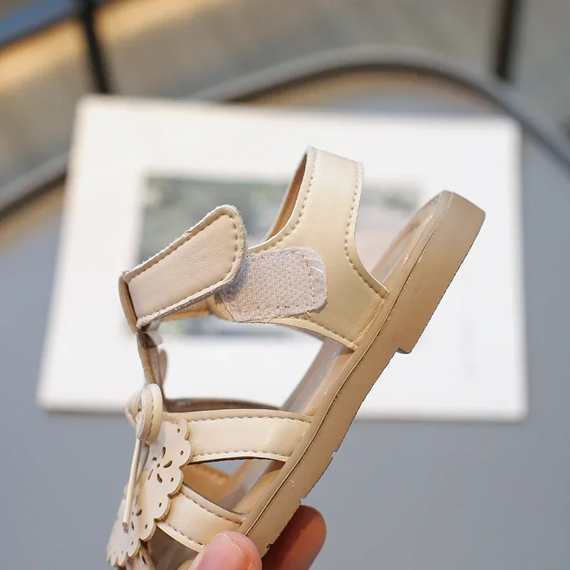 Girls Baby Sandals Summer Bow Beige Soft Girls Walking Shoes 2-12 Years Old Pink Fashion Non-slip Children Sandals Baby Shoes 5