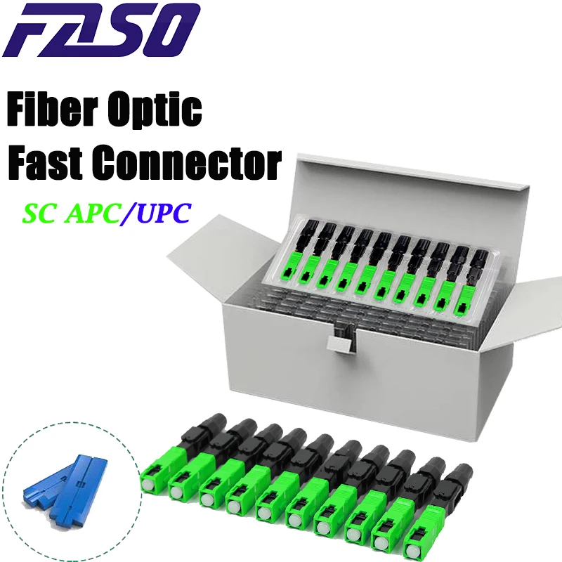 50pcs 100pcs SC APC Fast Connector Embedded Connector FTTH Tool Cold Fiber Fast SC Fiber Optic