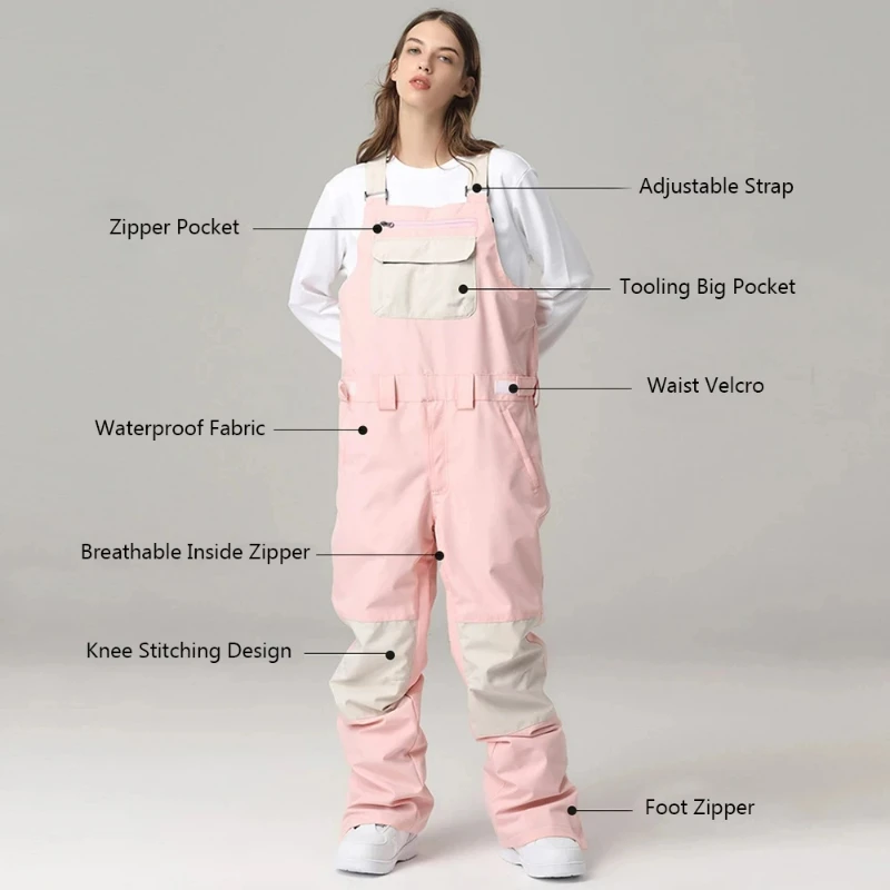 Ski Strap Pants Windproof Waterproof Women Snow Trousers Outdoor Snowboard Pants Winter Men Overalls New Sports Jumpsuits