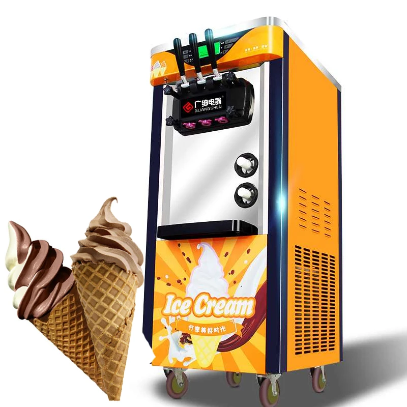 Macchina Per Gelato Soft Commerciale 110V 220V Con Compressore 18L/H 3 Gusti Macchina Per Gelato Automatica Verticale Elettrica 2100W