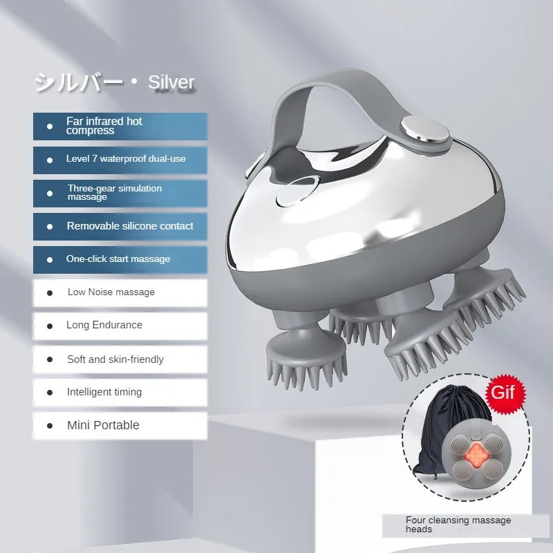 IPX7 Waterproof Electric Head Massager ,Wireless Portable Red Light Care Handheld Massager Stress Relax For Scalp