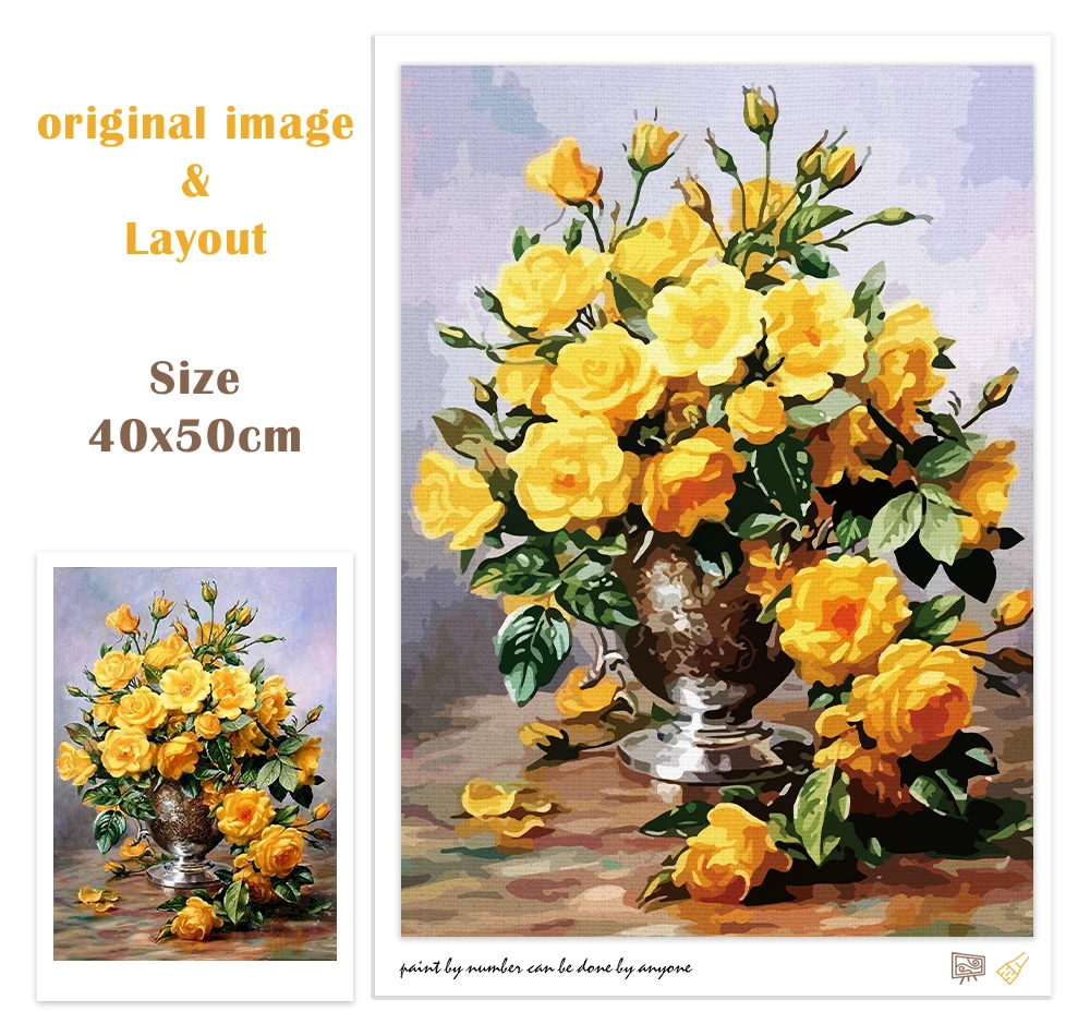 Pintura Por Números Para Adultos – Mujer Con Flores, Lienzo 40x50 Cm Sin Marco, Incluye Pinturas Acrílicas Y 3 Pinceles, Ideal Para Decoración Y Relajación