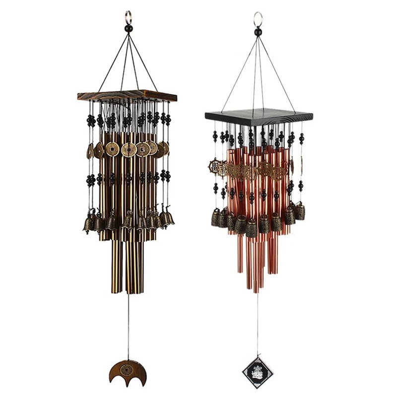 

2X Outdoor Indoor Metal Tube Wind Chime With Copper Bell Large Windchimes For Yard Patio Garden Terrace Decoration 80Cm