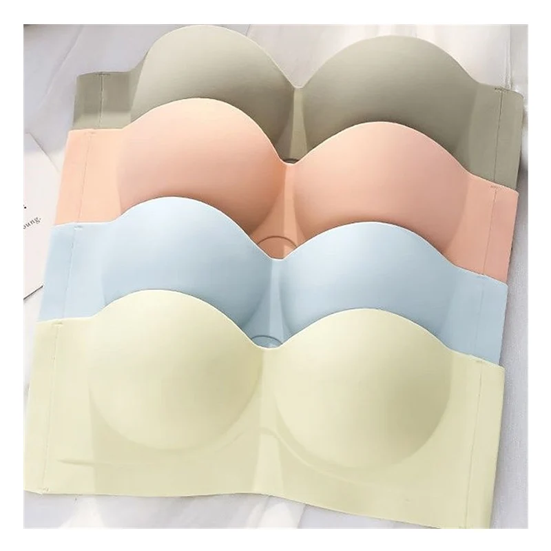 Strapless Bras for Women Gathered Comfort Soft Wire Free Brasieres Female Invisible Backless Bralette Detachable Straps Sexy Bra