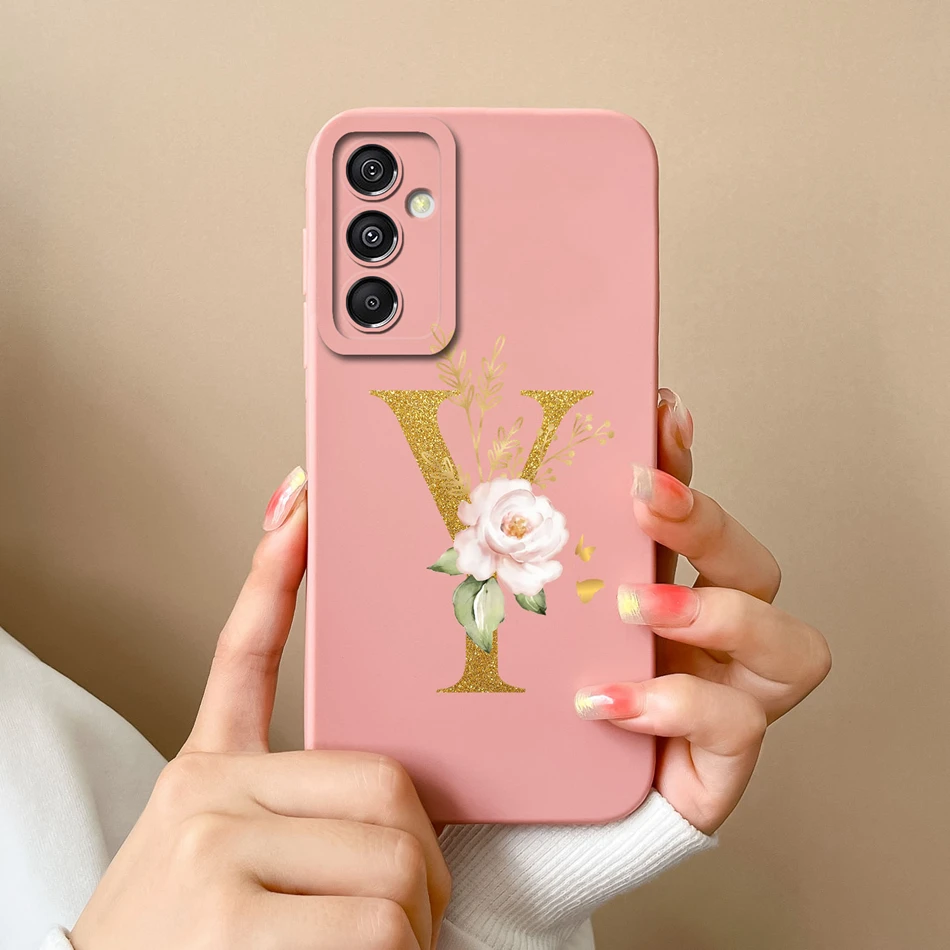 Elegant Rose Letter Soft Silicone Camera Protector Phone Case - Simple Liquid Silicone Back Cover in Rose