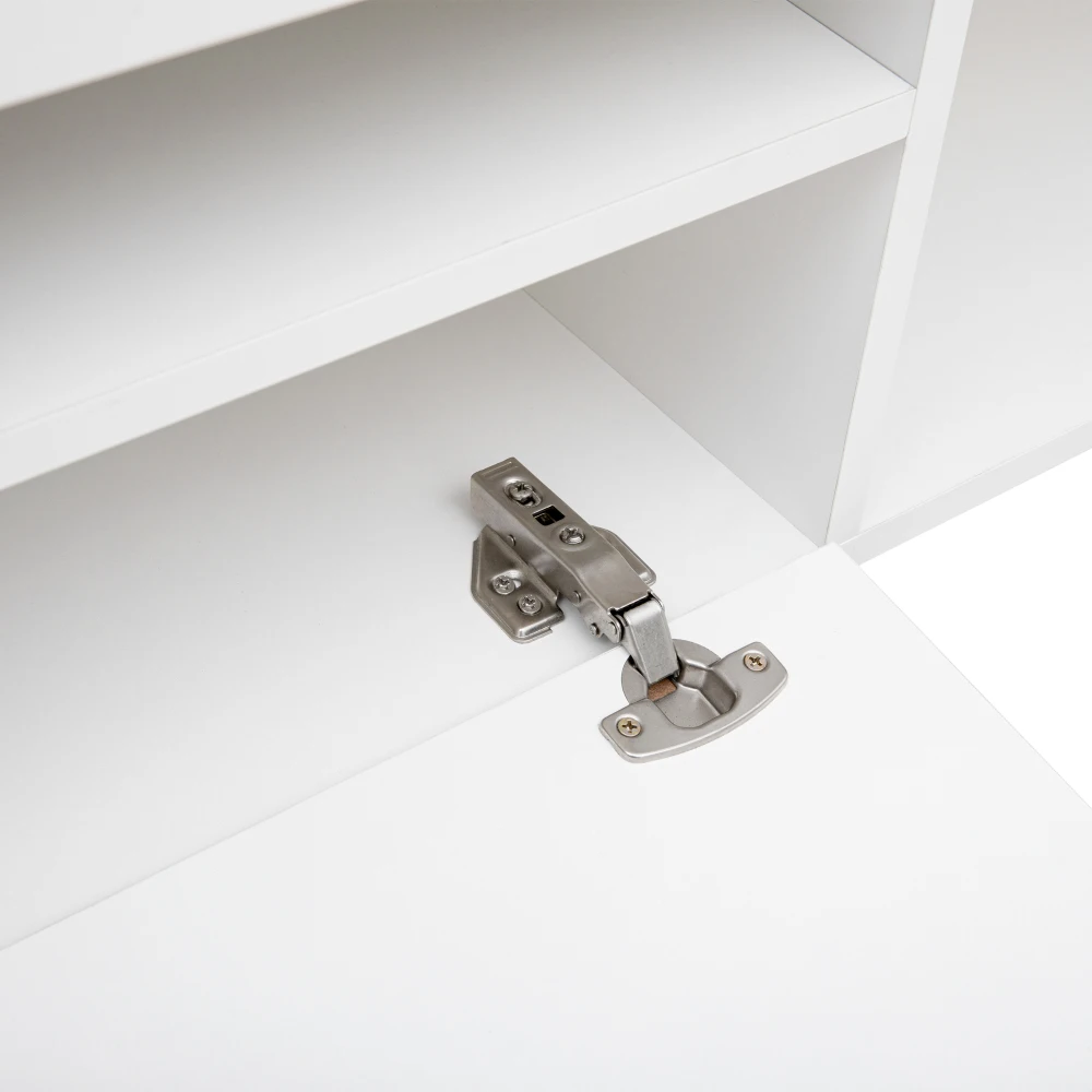PINGGO 240CM Weißer Moderner TV-Schrank mit Hellem Panel und Variabler LED-Beleuchtung für Wohn- und Esszimmer Hochglanz-Finish – Detail 21