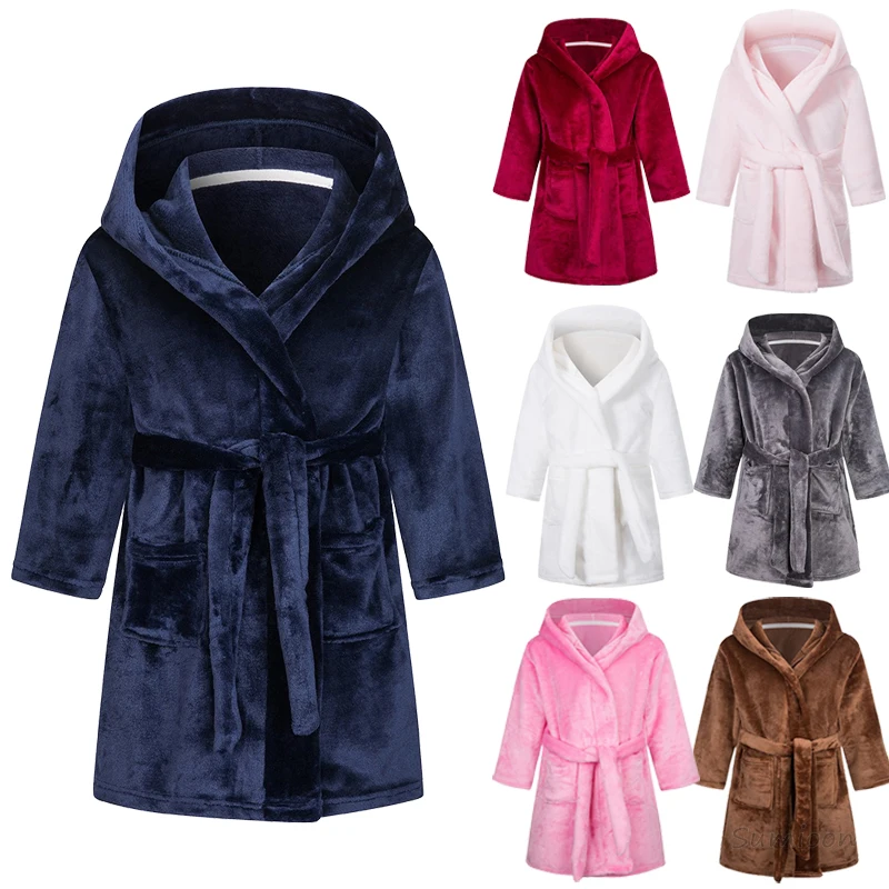 Kids Pajamas Set Flannel Pajamas Child Bathrobe Kids Robe Kids Sleepwear Robe Autumn Winter For Girls 2-14 Years