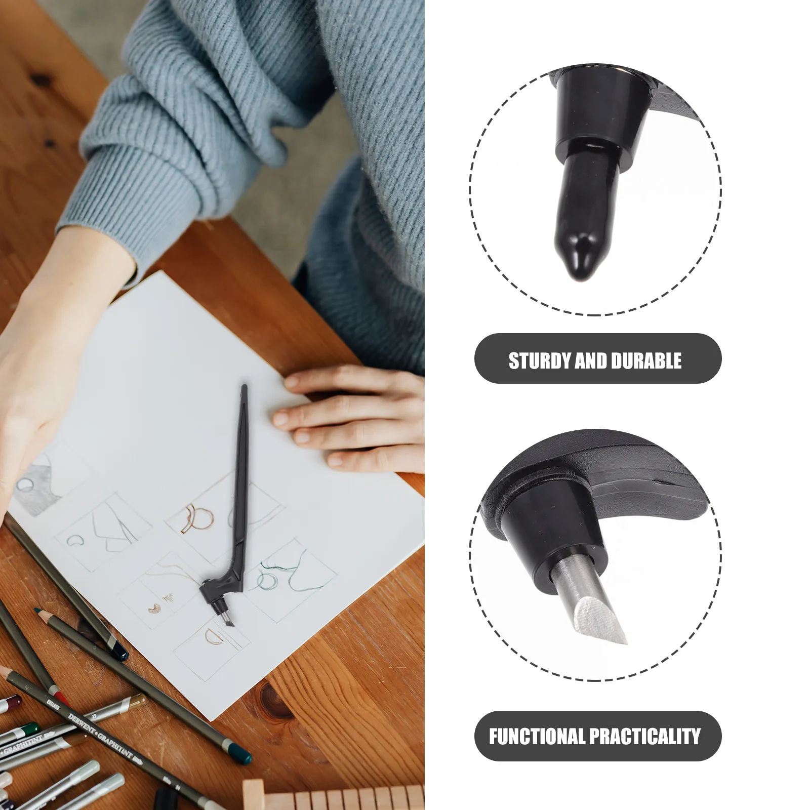 1세트 회전식 종이 커터 휴대용 공예 조각 도구 정밀 종이 커팅 스크랩북 스티커 디자인용 스틸 블레이드 아트 커터