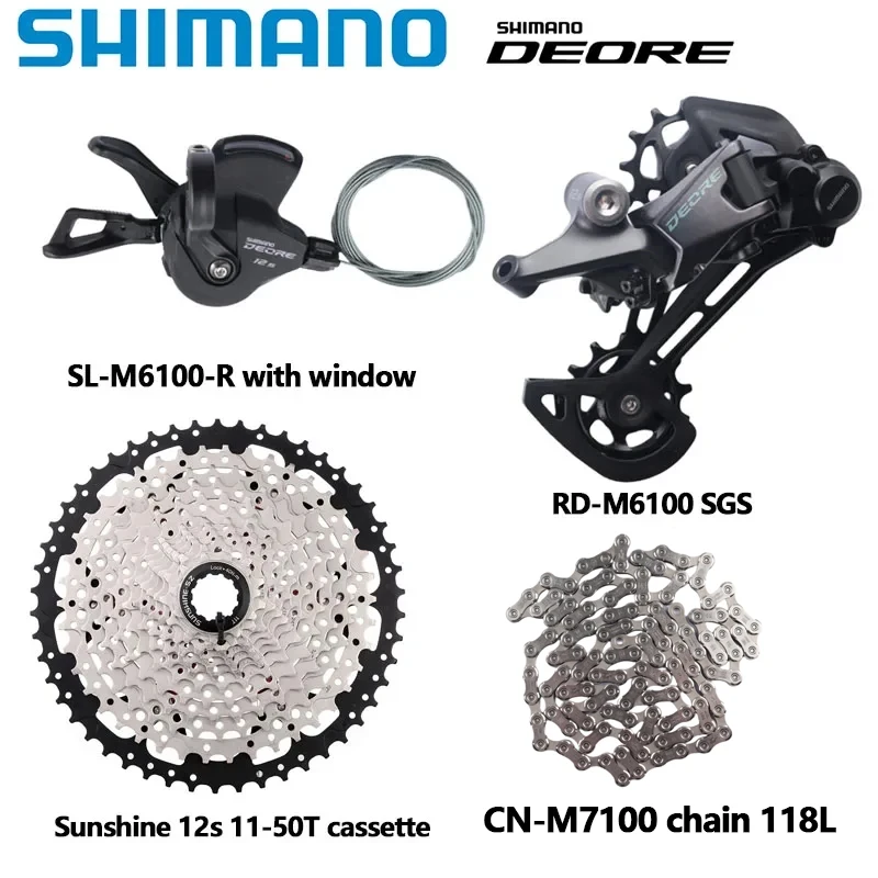 SHIMANO DEORE M6100 1x12s Gruppe für MTB M6100 Shifter Schaltwerk 10-51T Kassette M7100 Kette Sunshine K7 12S 4-teiliges Kit – Detail 2