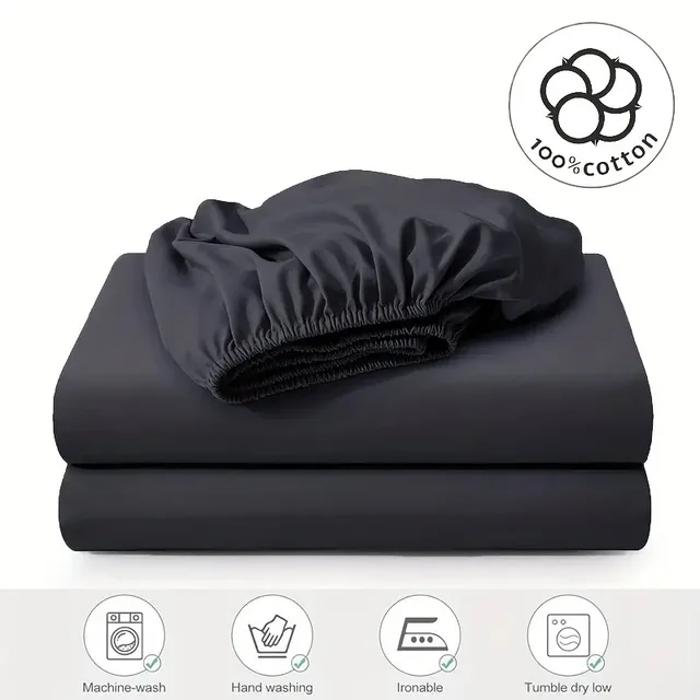 Drap-housse 100% coton, couleur unie, avec bande élastique, housse de lit simple, Double, Queen Size, housse de matelas 1