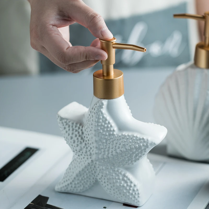 

Jane European Bathroom Toilet Ceramic Starfish Lotion Bottle Sub-Bottling Shower Gel Hand Soap Shampoo Moisture Bottling