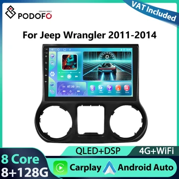 Radio para Auto Podofo 8+128G 10.1'' para Jeep Wrangler 2011-2014, Reproductor Multimedia con WIFI, 4G, GPS, Carplay, Android Auto, 8 Núcleos, Audio para Auto 1