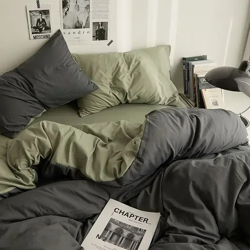 Solid Color Double Couple Duvet Cover Double-sided Nordic Simplicity Queen Size Quilt Cover 200x230 duvet cover