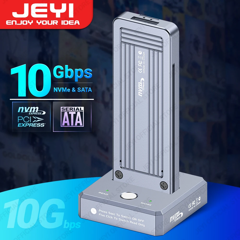 Jeyi-adaptador de Disco Sólido com Proteção contra Gravação Leitor Ssd M.2 Nvme e Sata para Usb-c Pcie Ssd Docking Station Usb 3.2 10gbps