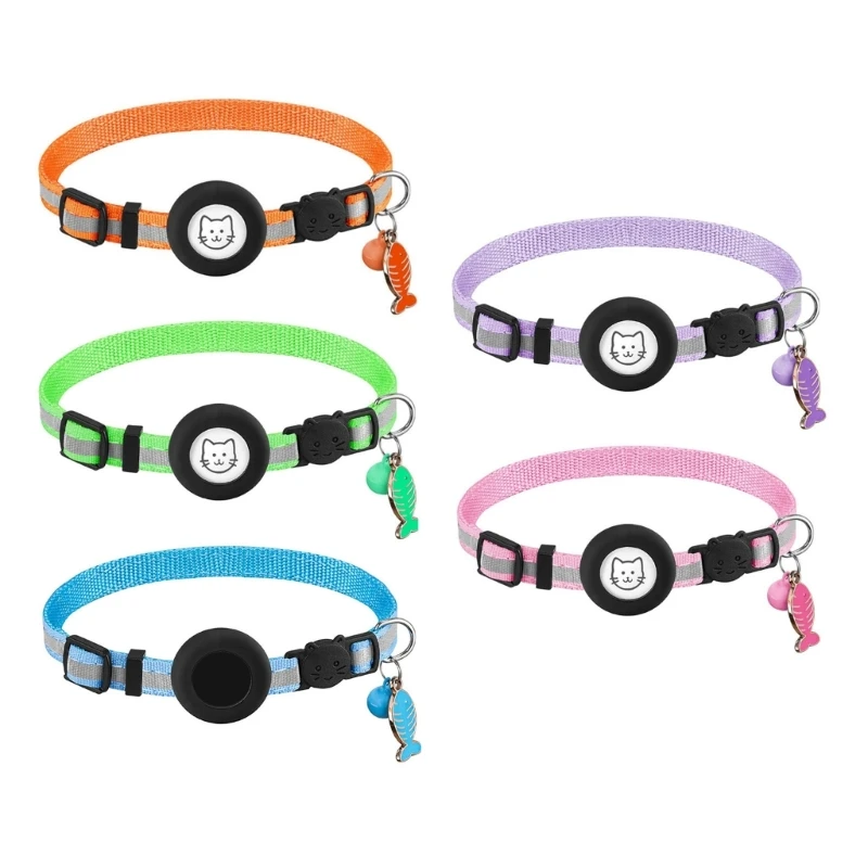 Cats Collar Breakaway Reflective Dogs Collar with GPS Tracker Holder