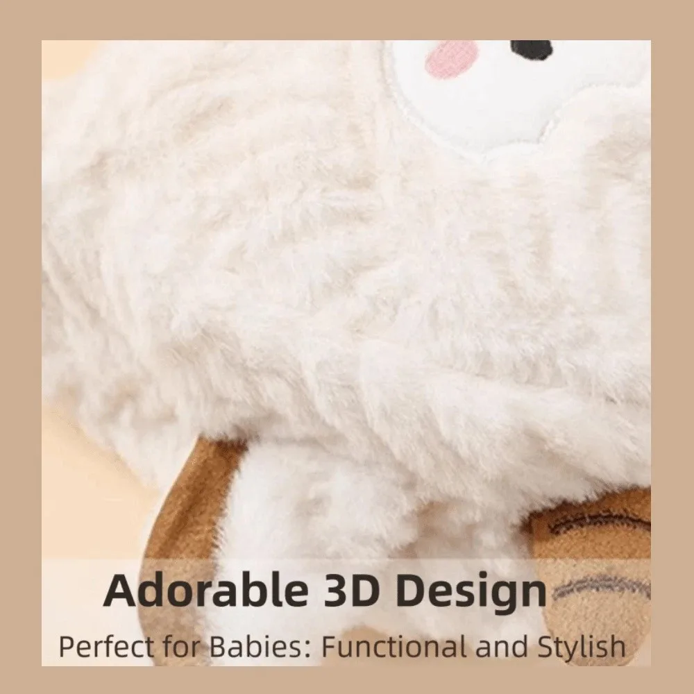Full Ear Coverage Kawaii Toddler's Sheep Plush Hat Thickened Soft Cute Sheep Hat Windproof Coldproof Cartoon Beanie Caps Infant