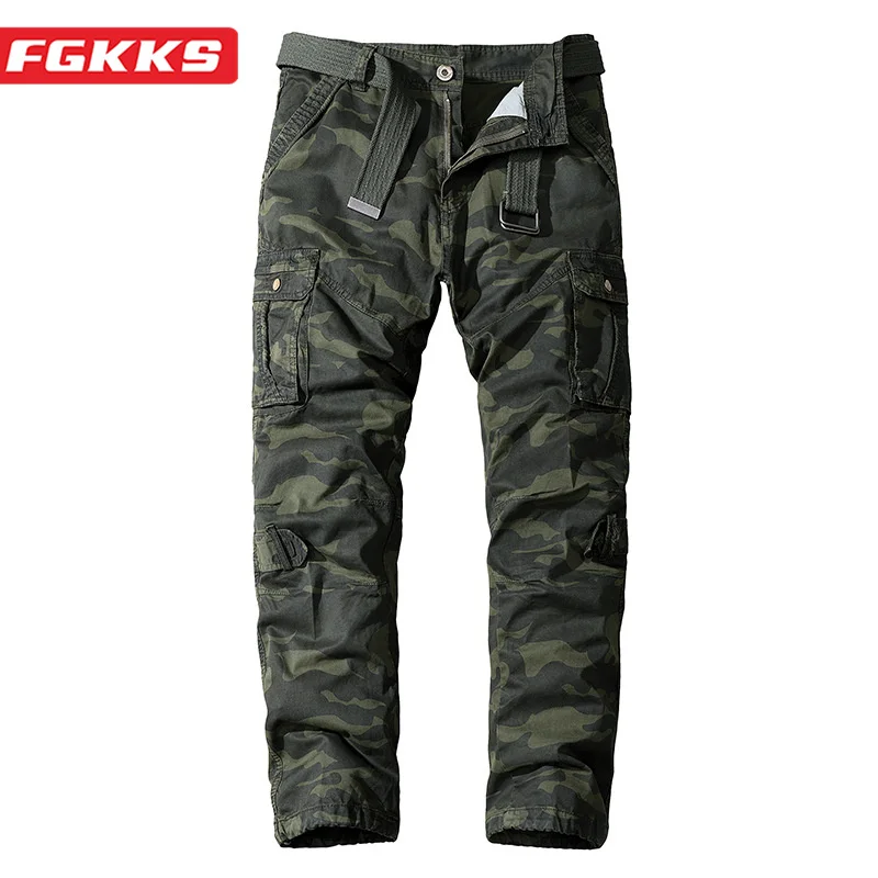 

FGKKS 2023 Outdoor Cargo Trouser Men Cotton Street Wear Slim Overalls High-Quality Design Fashion Hot Trouser Men